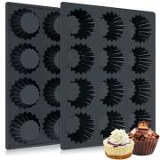 Silicone Peanut Butter Cup Molds 12 Cups Chocolate Candy Mold Mini Tart Pan for Keto Fat Bombs, Reese, Jello, Brownies, Cordial 2Pack Black